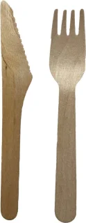 Bestekset Hout FSC® 25 stuks Wegwerp Drievoudig