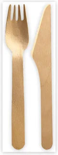 Bestekset Hout FSC® 25 stuks Wegwerp Drievoudig