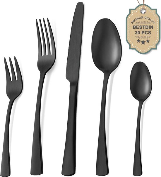 Bestekset Mat Zwart 30-dlg 6-persoons Roestvrij Staal review
