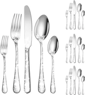 Bestekset met skeletpatroon, zilver, 20-delig