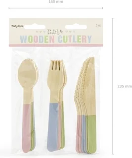 Bestekset Pastel Hout 18-delig