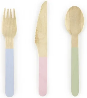 Bestekset Pastel Hout 18-delig