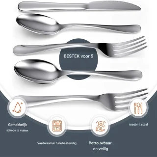 Bestekset RVS 5-delig Zilver Standaard