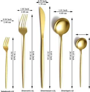 Bestekset RVS Goud 12 Personen