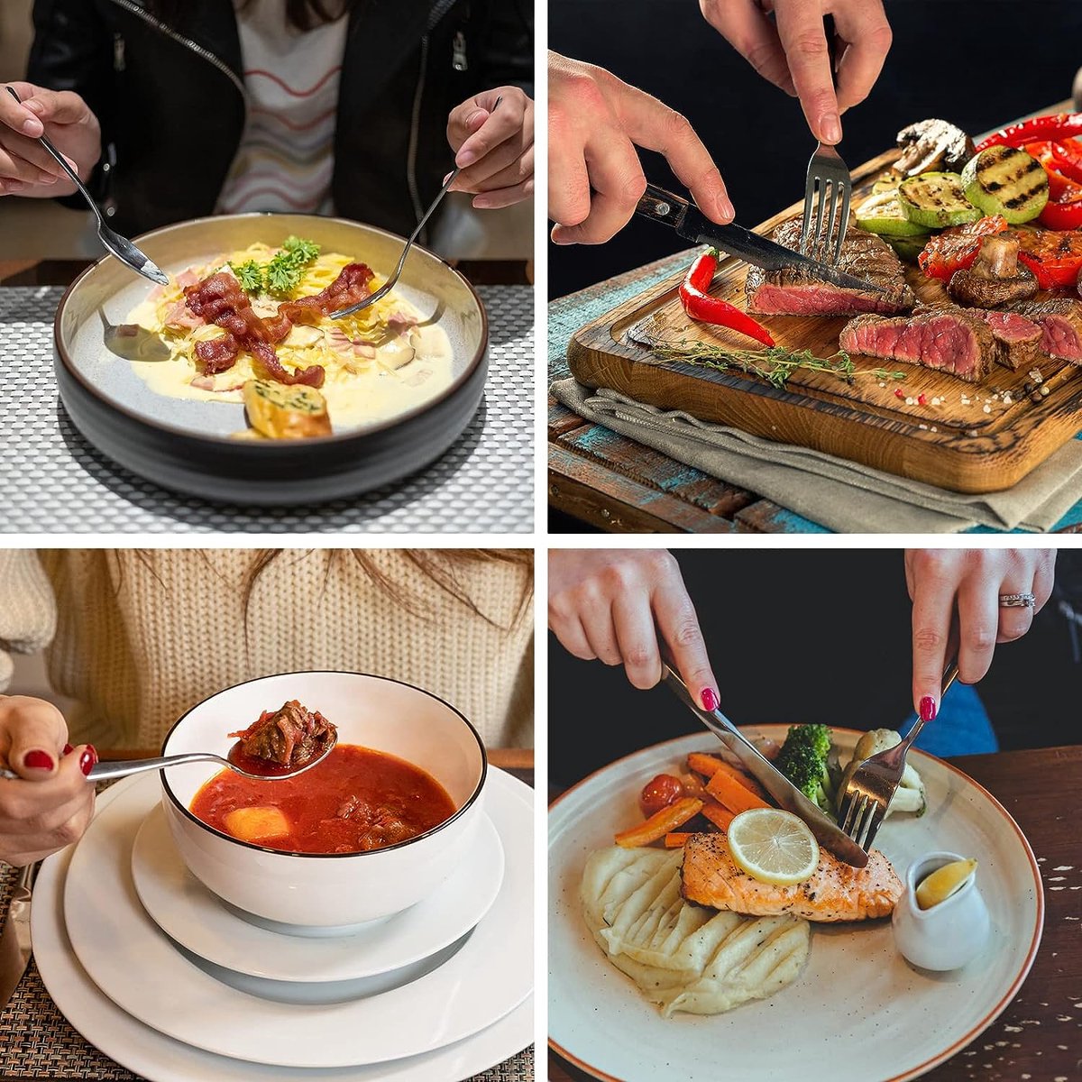 Wat vinden we goed aan de Bestekset RVS rood 48-delig voor 8 personen