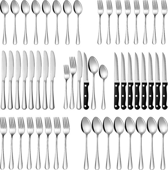 Bestekset RVS rood 48-delig voor 8 personen review