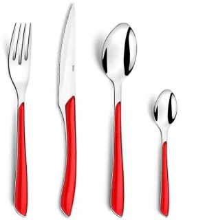 Bestekset voor 6 personen rood