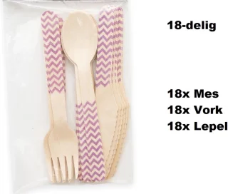 Bestekset Wave Hout 18-delig Paars - 3 Stuks