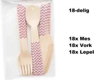 Bestekset Wave Hout 18-delig Paars - 3 Stuks