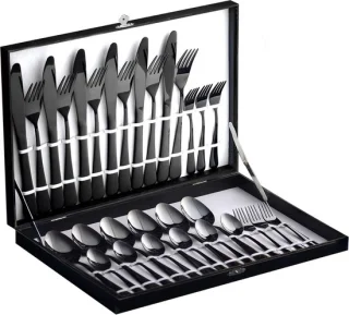 Bestekset zwart 30-delig voor 6 personen