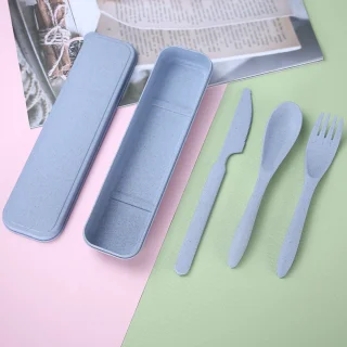 Bewust Bestek Tarwe Bestek Set Blauw 2 Stuks