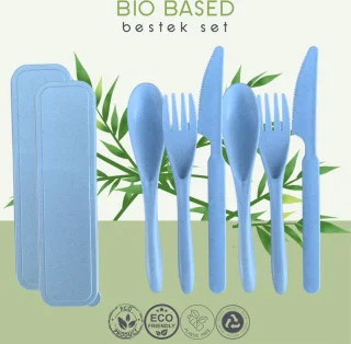 Bewust Bestek Tarwe Bestek Set Blauw 2 Stuks