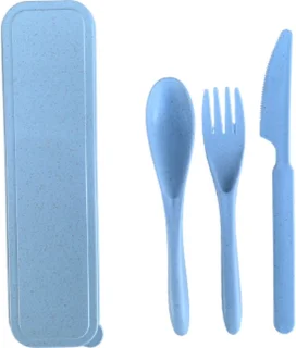 Bewust Bestek Tarwe Bestek Set Blauw 2 Stuks