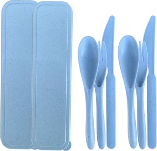 Bewust Bestek Tarwe Bestek Set Blauw 2 Stuks