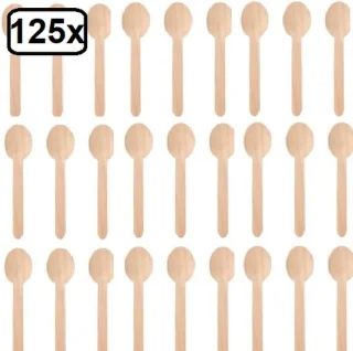 Bio houten lepel naturel 165mm 125x Next Generation