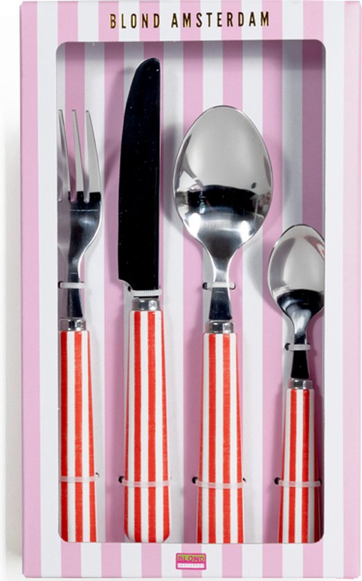Blond Amsterdam Even Bijkletsen bestekset 4-delig rood review