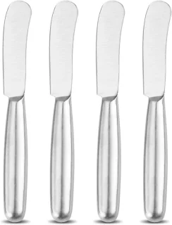 Botermessenset zilver 4-delig van roestvrij staal
