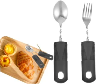 Buigbaar bestekset, lepel en vork — 2 stuks, zilver