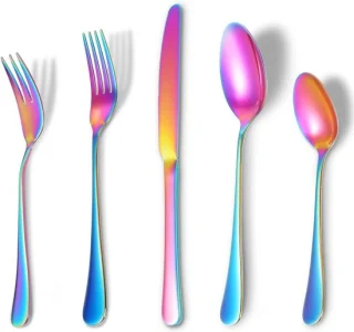 ByShane Eetbestek Set 5-delig Regenboog Roestvrij Staal