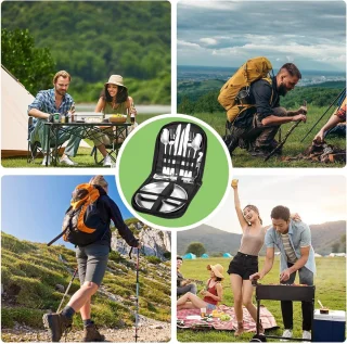 Camping Bestekset 13-delig voor 2 Personen - Roestvrijstalen Picknickbestek