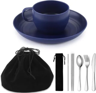 Camping essentials set blauw