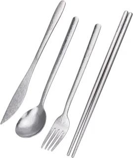 Camping Titanium bestekset met lange handvatten