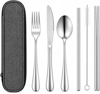 Campingbestekset voor 1 persoon met etui