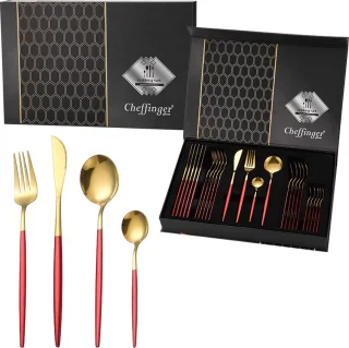 Cheffinger Bestekset 24-delig Goud/Rood