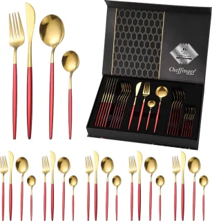Cheffinger Bestekset 24-delig Goud/Rood