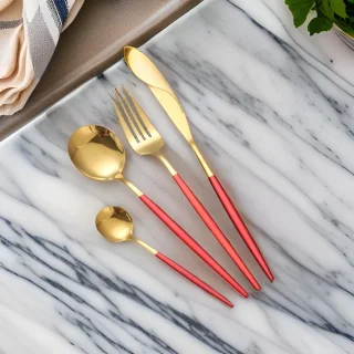 Cheffinger Bestekset 24-delig Goud/Rood