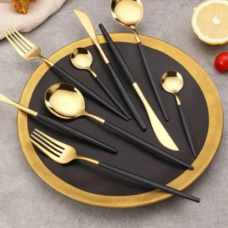 Cheffinger Bestekset 24-delig Goud/Zwart