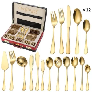 Cheffinger Bestekset 72-delig RVS Goud