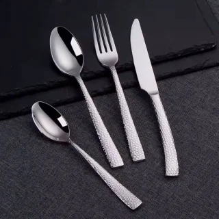 Cherchie Bestekset 24-delig Zilver Gehamerd
