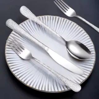 Cherchie Bestekset 24-delig Zilver Gehamerd