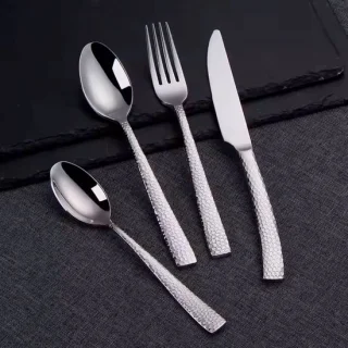 Cherchie Bestekset 24-delig Zilver Gehamerd