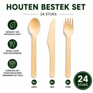 Chipa houten bestekset 24 stuks