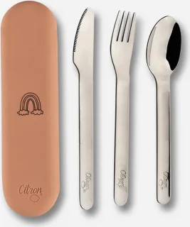 Citron Kinderbestekset Blush Pink met Siliconen Etui