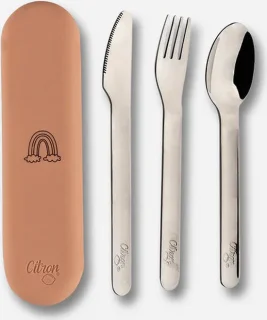 Citron Kinderbestekset Blush Pink met Siliconen Etui