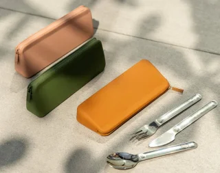 Citron Kinderbestekset met siliconen etui Green