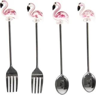 Clayre & Eef Dessertbestek Set 4-delig Zilverkleurig