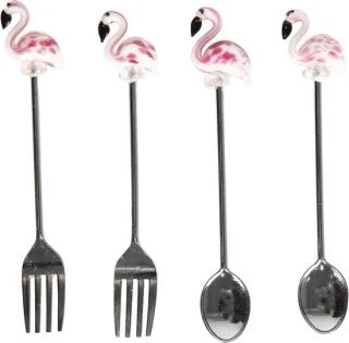 Clayre & Eef Dessertbestek Set 4-delig Zilverkleurig