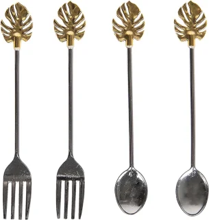 Clayre & Eef Dessertbestek Set van 4 Goudkleurig