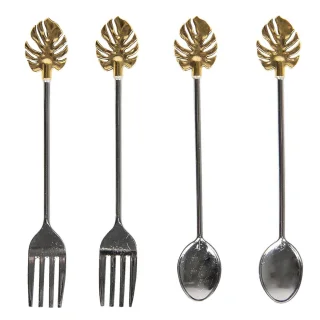 Clayre & Eef Dessertbestek Set van 4 Goudkleurig