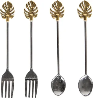 Clayre & Eef Dessertbestek Set van 4 Goudkleurig