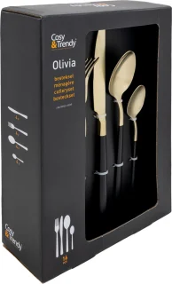 Cosy & Trendy Olivia Bestekset Champagne Black 16-delig