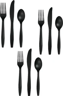 Creative Converting Feest Bestek Set Zwart - 24 Personen