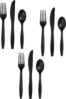 Creative Converting Feest Bestek Set Zwart - 24 Personen