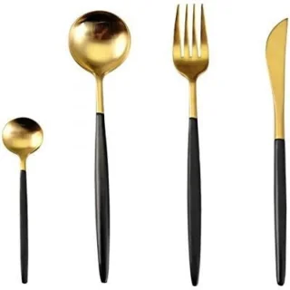 Cuhostki 4-Piece Stainless Steel Cutlery Set - Black Gold