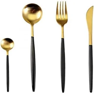 Cuhostki 4-Piece Stainless Steel Cutlery Set - Black Gold