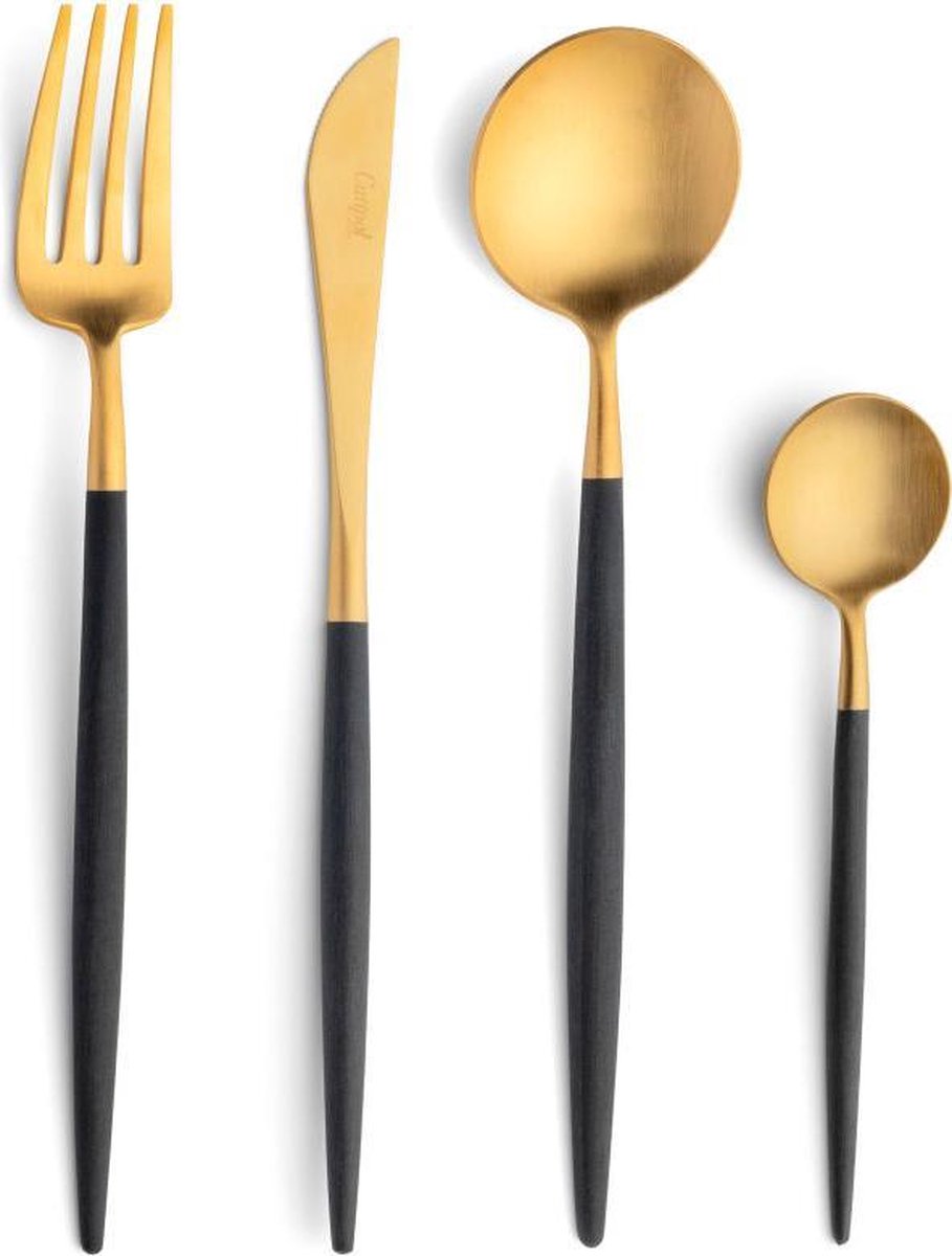 Cutipol Goa bestekset 130-delig zwart/goud